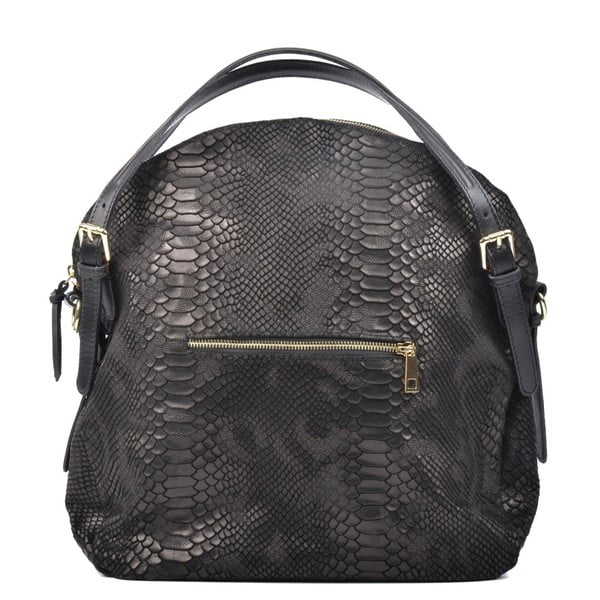 Črna usnjena torbica Carla Ferreri Hobo-image-4