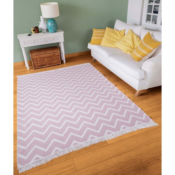 Belo-rožnata bombažna preproga Oyo home Duo, 160 x 230 cm-image-2