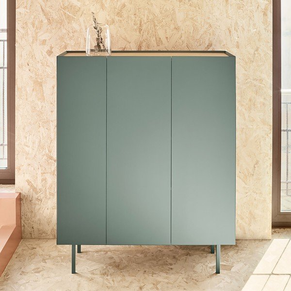 Zelena visoka komoda v hrastovem dekorju 95x120 cm Arista – Teulat-image-1
