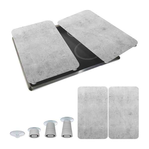 Komplet 2 sivih steklenih pokrovov za štedilnik Wenko Universal-image-2