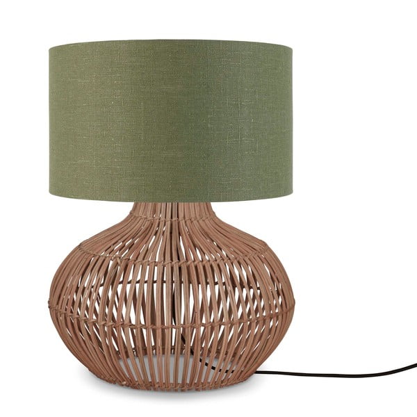 Zelena/naravna namizna svetilka s tekstilnim senčnikom (višina 48 cm) Kalahari – Good&Mojo