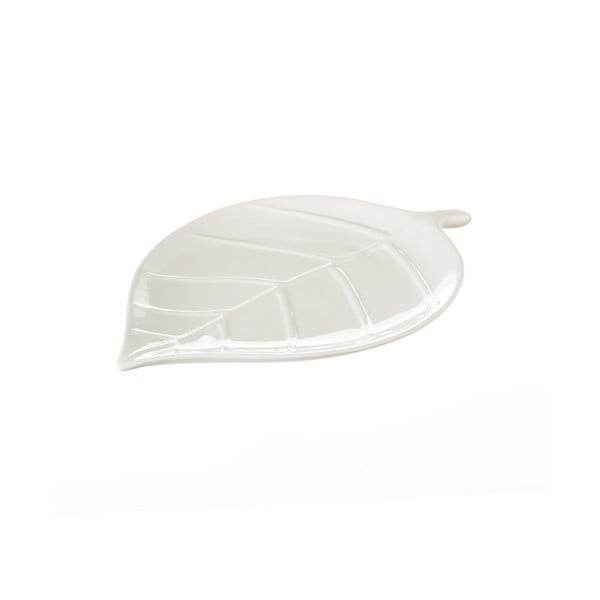 Beli keramični pladenj Unimasa Leaf, dolžina 25 cm