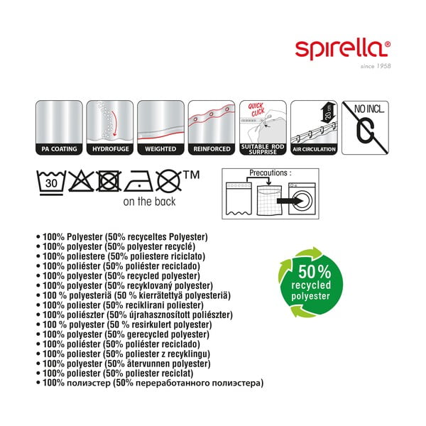 Zavesa za tuš 180x200 cm Jaya – Spirella-image-1