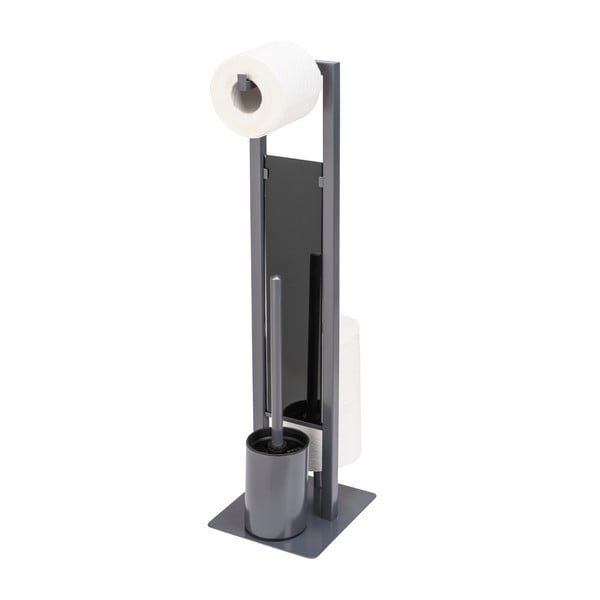 Sivo držalo za toaletni papir s straniščno krtačo Wenko Rivalta-image-2