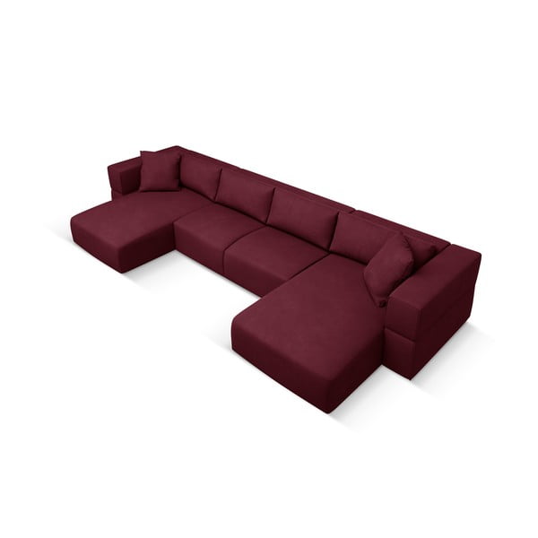Bordo rdeča kotna sedežna garnitura (v obliki črke "U") Esther – Milo Casa-image-2