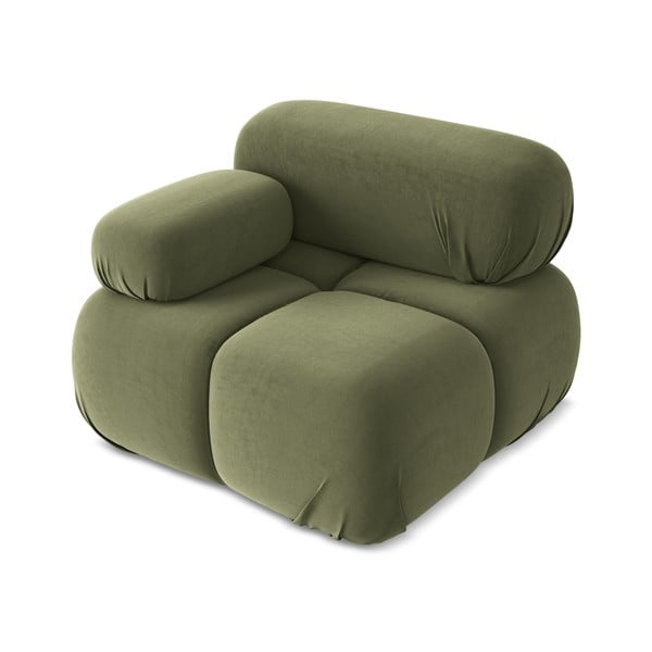 Svetlo zelen žameten modul za sedežno garnituro (levi kot) Lokua – Makamii-image-2