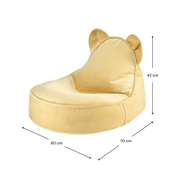 Rumena žametna otroška vreča za sedenje Bear – Wigiwama-image-3