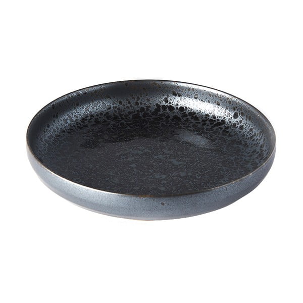 Črno-siv keramičen krožnik z dvignjenim robom MIJ Pearl, ø 22 cm