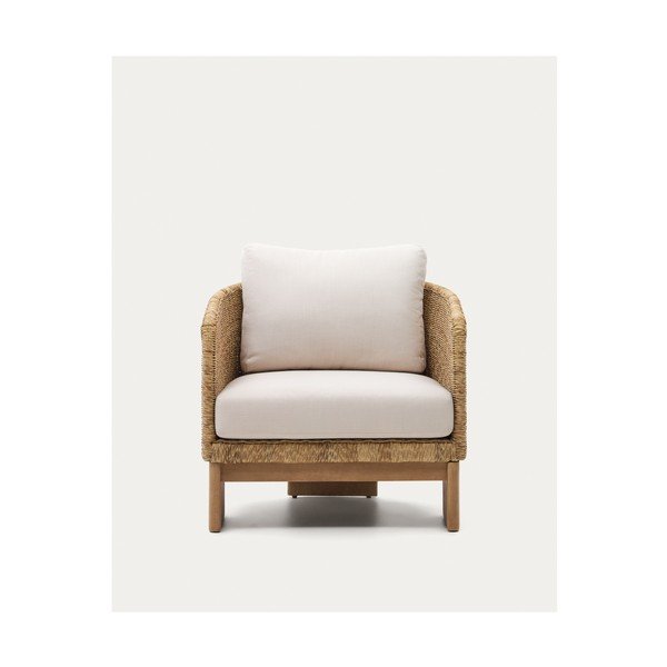 Bež/naraven vrtni fotelj iz masivnega lesa in umetnega ratana Xoriguer – Kave Home-image-3