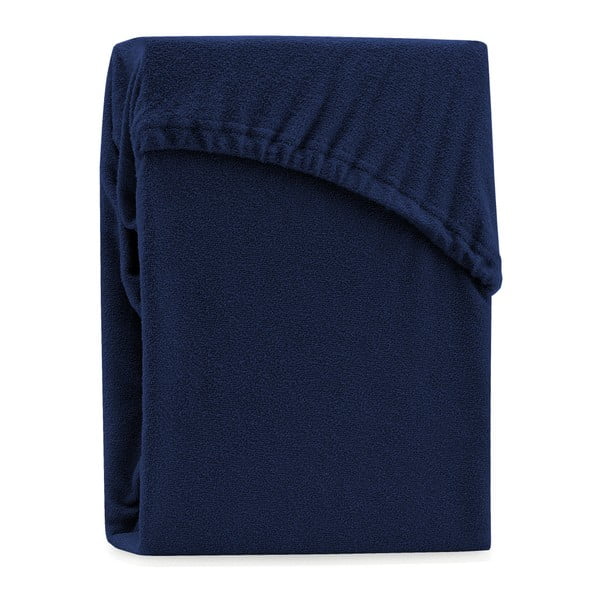 Temno modra elastična rjuha za zakonsko posteljo AmeliaHome Ruby Siesta, 200/220 x 200 cm