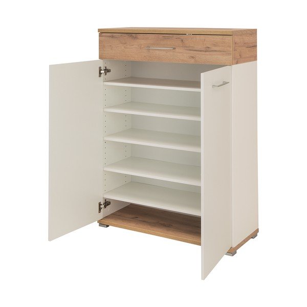 Bela omara za čevlje v hrastovem dekorju s predali Topix - Germania-image-2