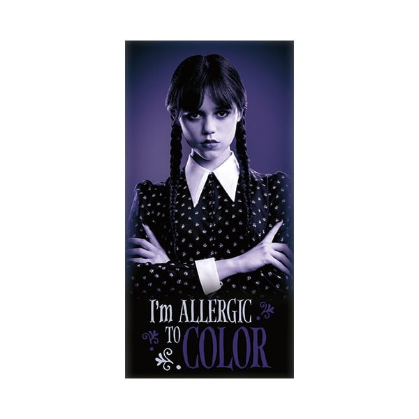 Črna/vijolična bombažna otroška brisača 70x140 cm Wednesday – Jerry Fabrics