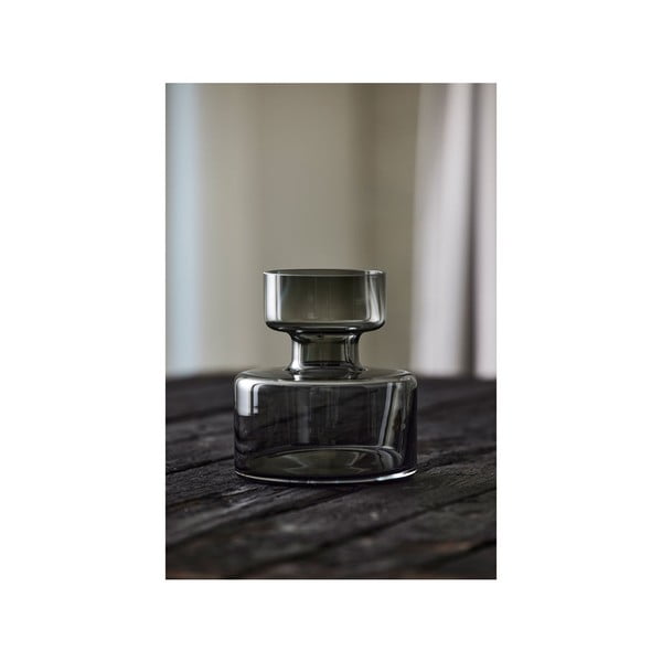 Siva steklena vaza Lyngby Glas Tubular, višina 20 cm-image-1