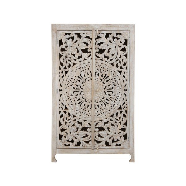 Kremno bela omarica iz masivnega manga 165x40 cm Kalita – Støraa