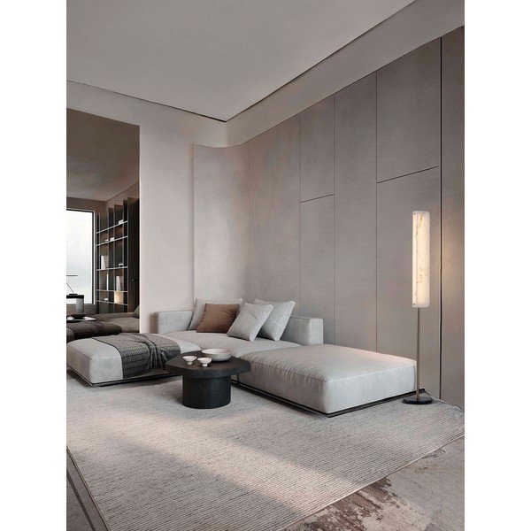 Kremno bela/medeninasta LED stoječa svetilka v marmornem dekorju (višina 160 cm) Aider – Nova Luce-image-1