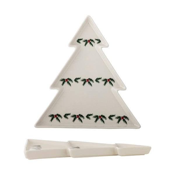 Kremno bel servirni lončen krožnik z božičnim motivom Berry – Bloomingville-image-3