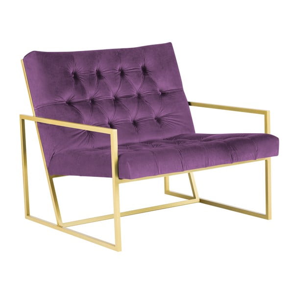Vijolični fotelj z zlatim dizajnom Mazzini Sofas Bono