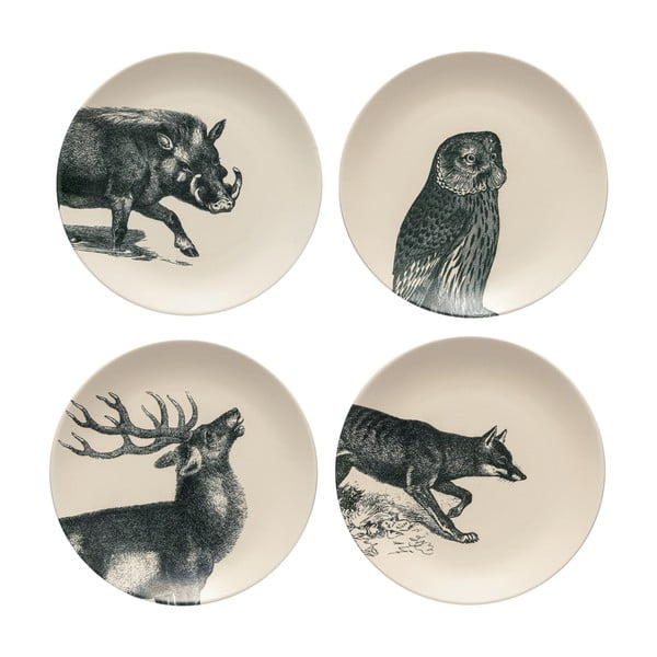 Črni/bež desertni lončeni krožniki v kompletu 4 ks ø 22 cm Elements – Costa Nova