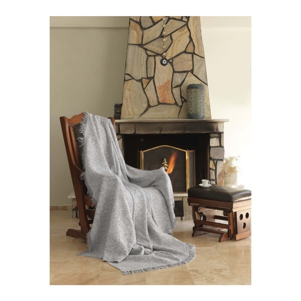 Siva bombažna odeja Mismo Linen, 170 x 220 cm