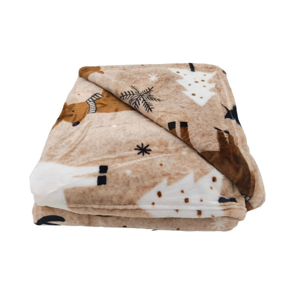 Rjava odeja z božičnim motivom iz mikropliša 150x200 cm Nordic Fairytale – My House