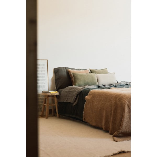 Oker rumena bombažna odeja 130x180 cm Handloom – Lorena Canals-image-3