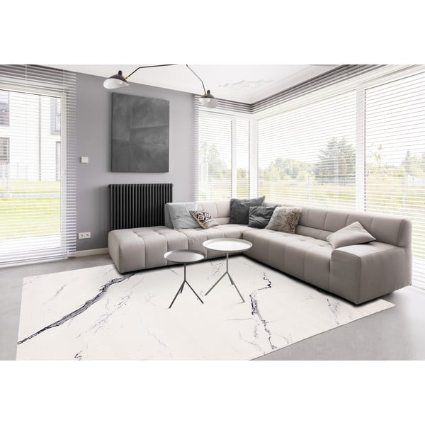 Kremno bela volnena preproga 133x180 cm Marble – Agnella-image-1