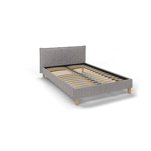 Siva oblazinjena zakonska postelja z letvenim dnom 140x200 cm Tina – Ropez