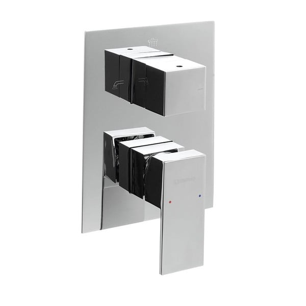 Vgrajena armatura za tuš v sijajno srebrni barvi (3 izhodi) Latus – Sapho