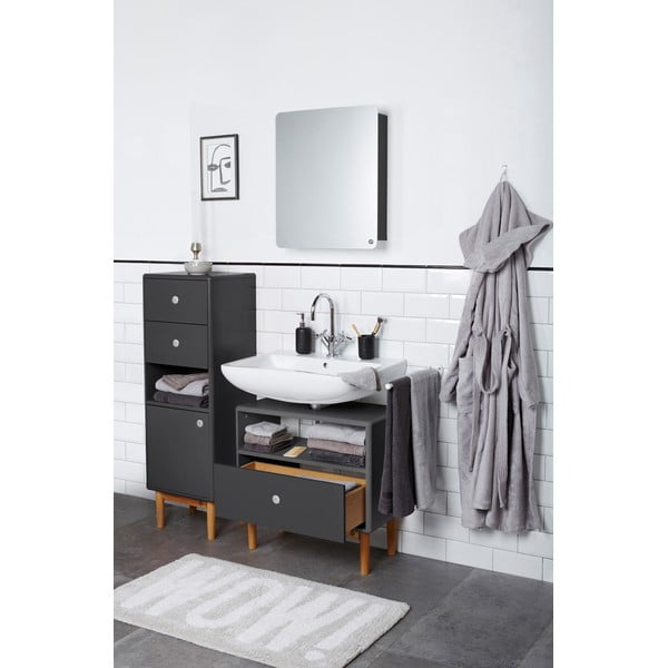 Antracitno siva visoka/stenska kopalniška omarica 40x100 cm Color Bath – Tom Tailor-image-4