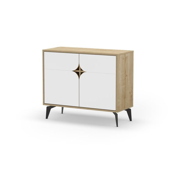 Bela/naravna omarica v hrastovem dekorju 95x79 cm Nola – Marckeric-image-2