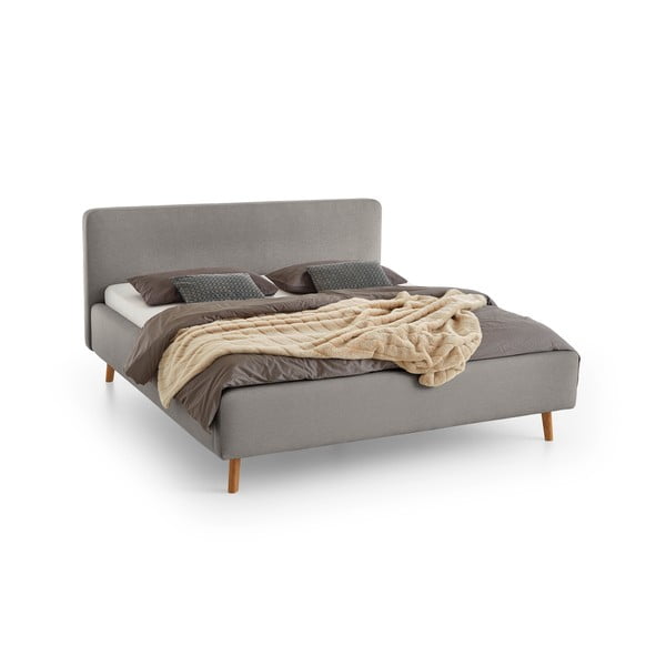 Siva oblazinjena postelja brez letvenega dna 120x200 cm Mattis – Meise Möbel-image-2
