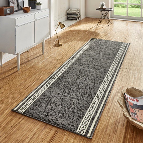 Siva preproga z belimi podrobnostmi Hanse Home Ornament, 80 x 450 cm-image-1
