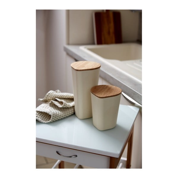 Bež škatla za shranjevanje s pokrovom iz bambusa Wenko Derry, 750 ml-image-2