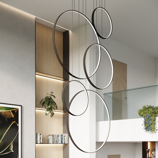 Črna aluminijasta LED viseča svetilka RIO – Thoro-image-2