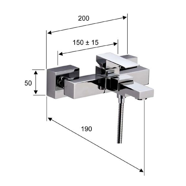 Stenska armatura za kad v sijajno srebrni barvi (2 izhoda) Latus – Sapho-image-1