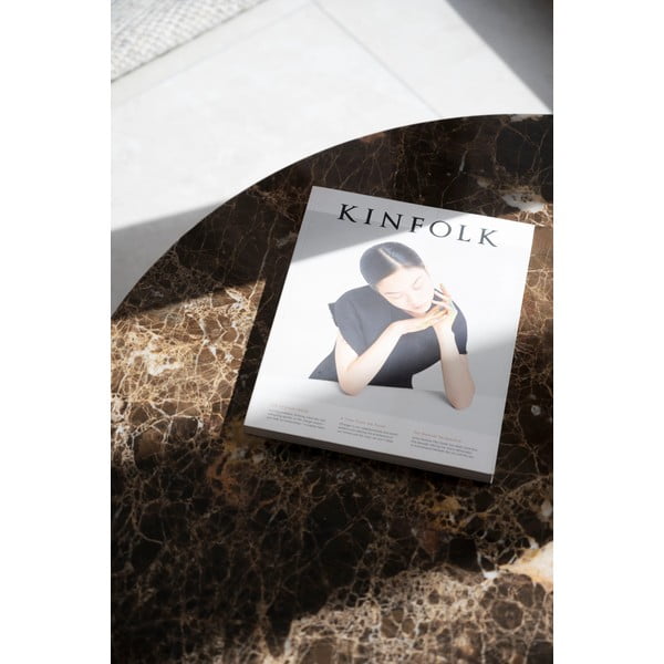 Rjava okrogla mizica iz marmorja 90x90 cm Brooksville - Rowico-image-2