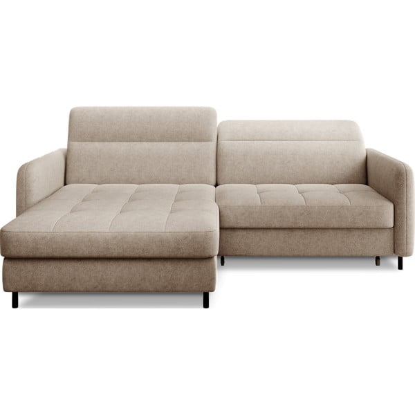 Bež raztegljiva/s prostorom za shranjevanje kotna sedežna garnitura iz šenilje (levi kot/z ležalnikom) Gomsi – ELTAP