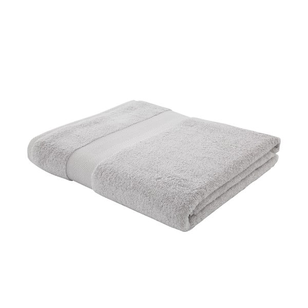 Svetlo siva bombažna brisača z mešanico svile 100x150 cm - Bianca