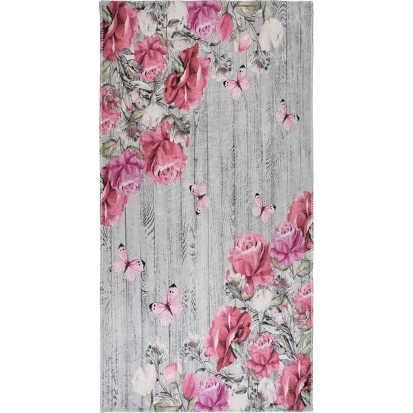 Rožnat/siv pralen tekač 80x200 cm Blooming Roses – Vitaus