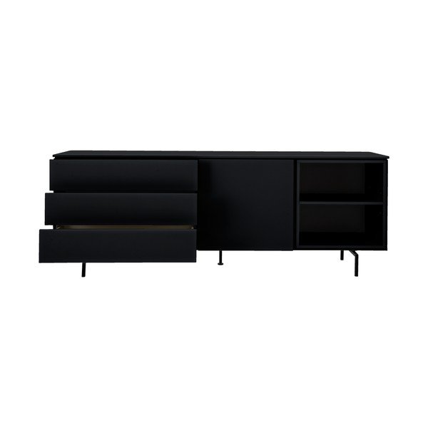 Črna nizka komoda 210x76 cm Plain – Tenzo-image-1