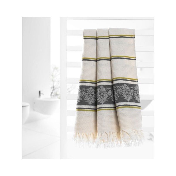 Siva in bež brisača za hamam Deco Bianca Loincloth Stripe Nurbanu, 80 x 170 cm-image-3