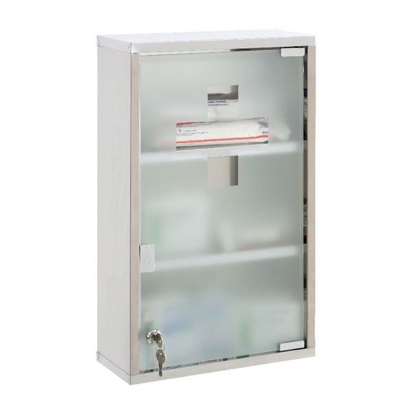 Plastična stenska omarica za zdravila v srebrni barvi 30x51 cm – Premier Housewares-image-2