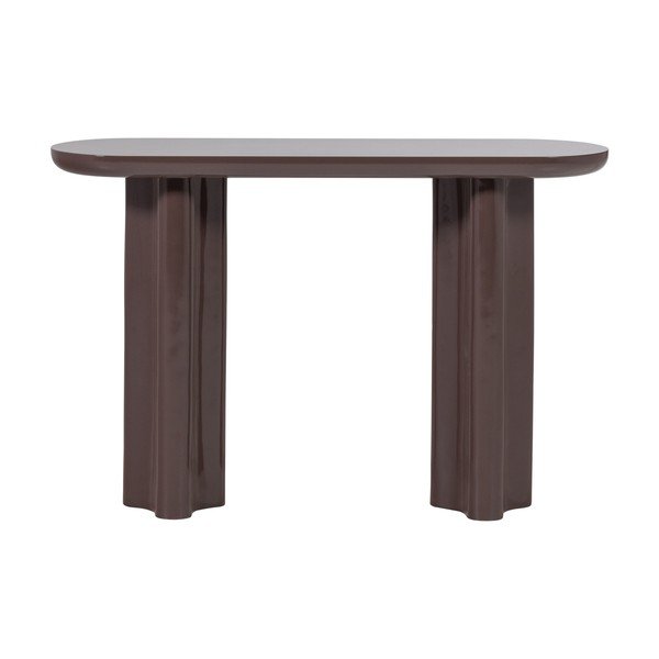 Temno rjava stranska mizica v sijajnem dekorju 35x120 cm Evara – WOOOD