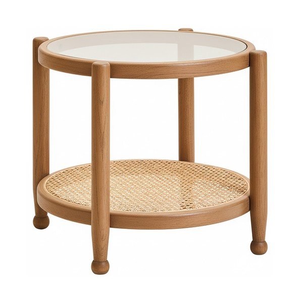Okrogla stranska mizica s stekleno mizno ploščo ø 57 cm Cebu – Premier Housewares