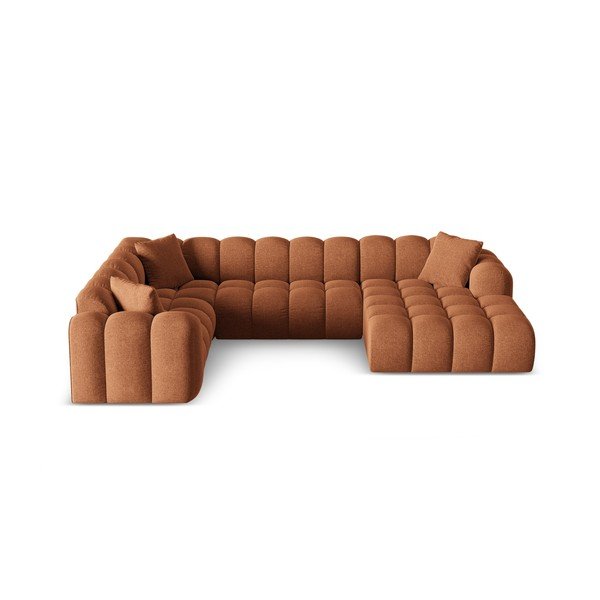 Kotna sedežna garnitura iz šenilje v barvi terakote (levi kot/v obliki črke "U") Treno – Cosmopolitan Design