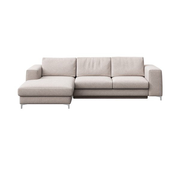 Svetlo siva raztegljiva kotna sedežna garnitura s prostorom za shranjevanje iz tkanine bouclé (levi kot/z ležalnikom) Rene – Rodier