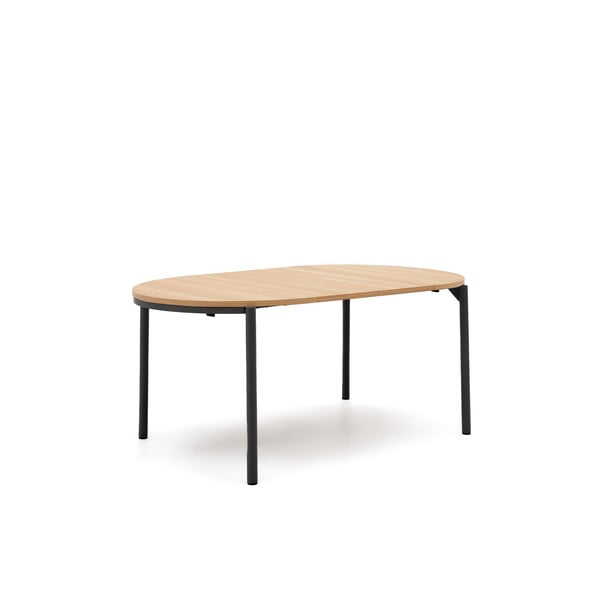 Okrogla raztegljiva jedilna miza z mizno ploščo v hrastovem dekorju ø 90 cm Montuiri – Kave Home-image-2