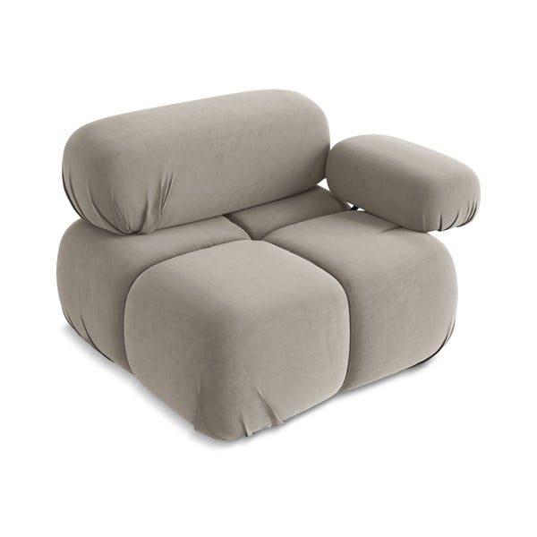 Bež žameten modul za sedežno garnituro (desni kot) Lokua – Makamii-image-3