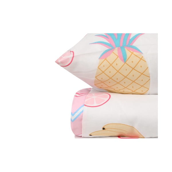 Bela/rožnata enojna otroška posteljnina 140x200 cm Kokteyl – Mijolnir-image-2