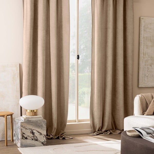 Svetlo rjava bouclé zavesa 140x260 cm Winona – douceur d'intérieur-image-1